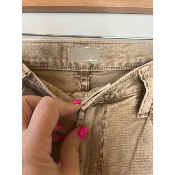 NWT Mother The Dodger Ankle Straight Legged Stretch Denim Jeans Tan Size: 27 - Picture 4 of 8